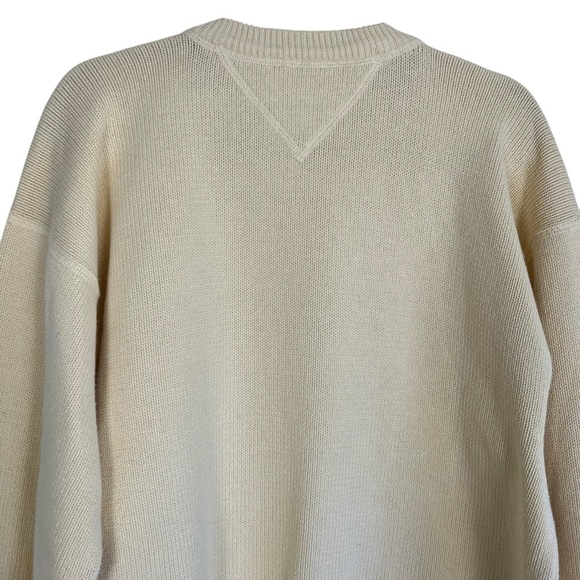 TOMMY HILFIGER Vintage 90s Butter Yellow Knit Crewneck Sweater Crest Cotton XL - Picture 4 of 16